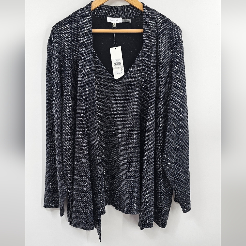 Calvin Klein Black Sparkle Holiday Sweater Top NWT Size 1X